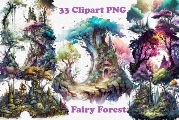 Download Watercolor Fairy Forest Clipart PNG - Forest clipart Collection