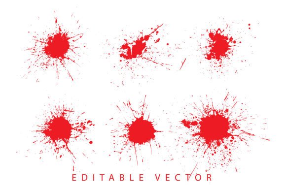 Download Red Horror Blood Splatter Blot Set - Splatter Collection